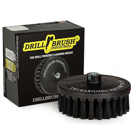 Drillbrush Scrub Brush for Rotary Polisher, Round 7 Inch Black Ultra Stiff 7in-L-K-T-DB